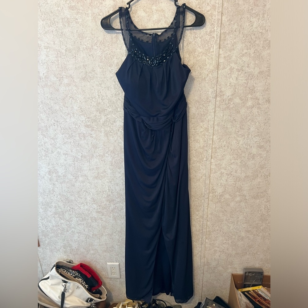 David’s Bridal Floor Length Navy Dress, Size 14